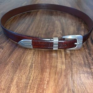 Unknown brand leather dress belt.  Dark brown